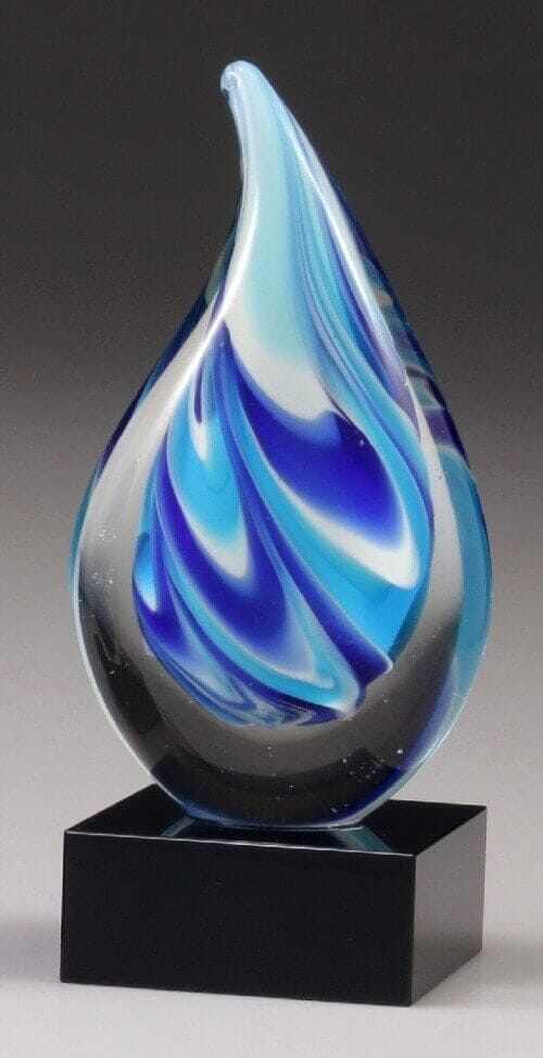 Blue crystal artglass trophy