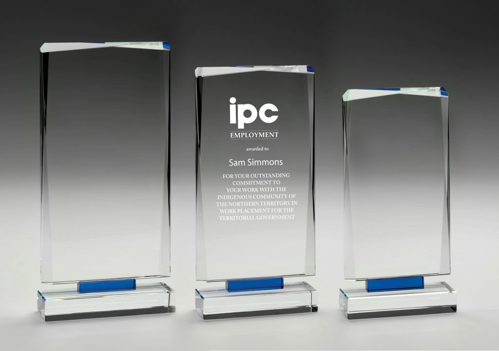 Beveled glass trophies