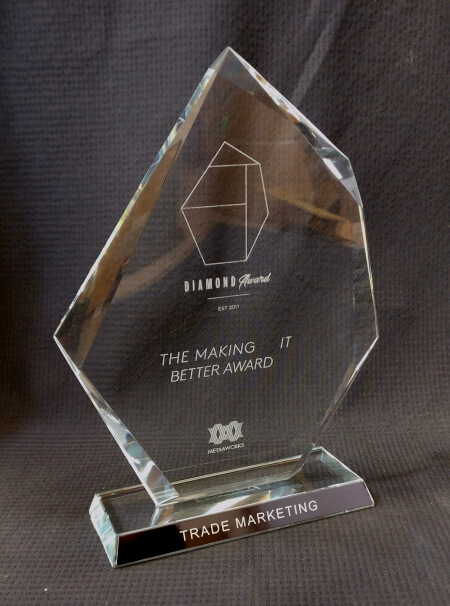 Glass diamond trophy