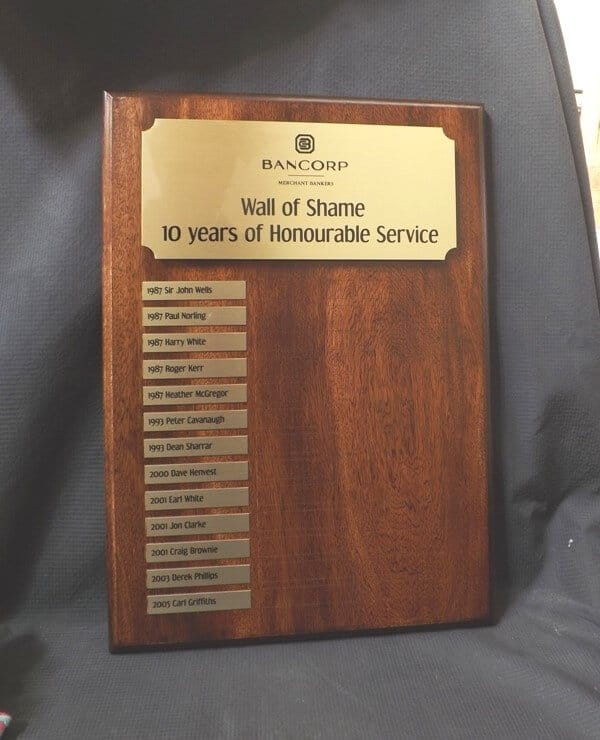 Wooden honours board