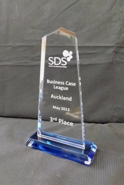 Blue glass pinnacle trophy