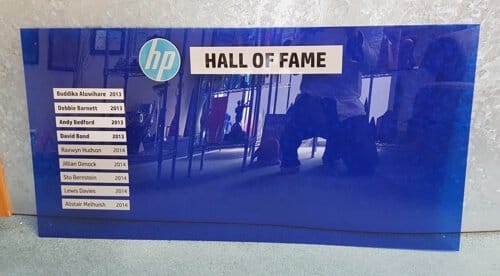 Blue honours board