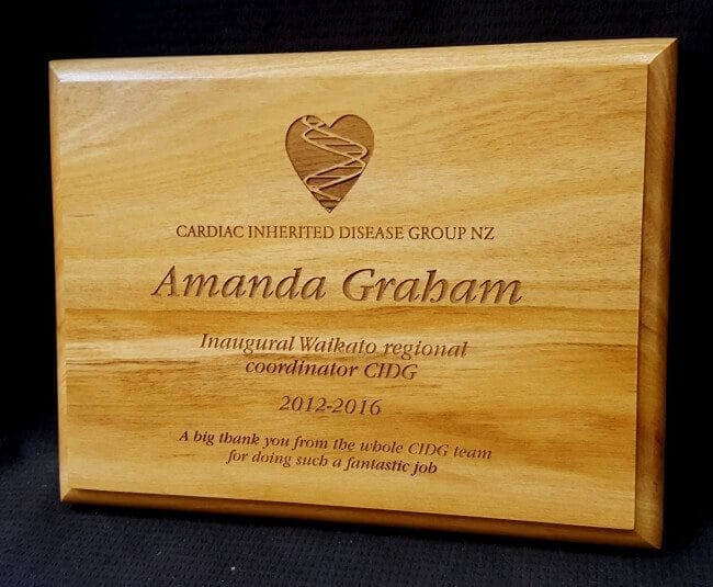 Plaque – solid Rimu engraved