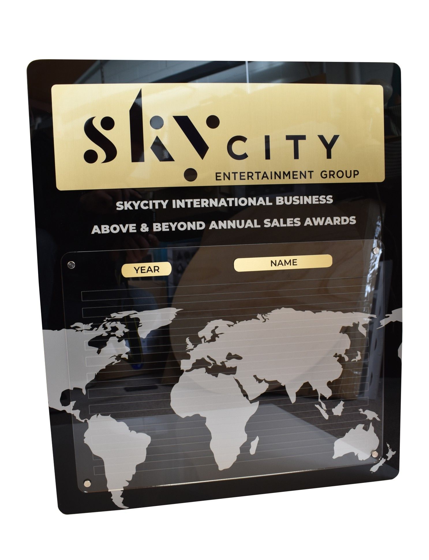 Acrylic honours board – custom layered