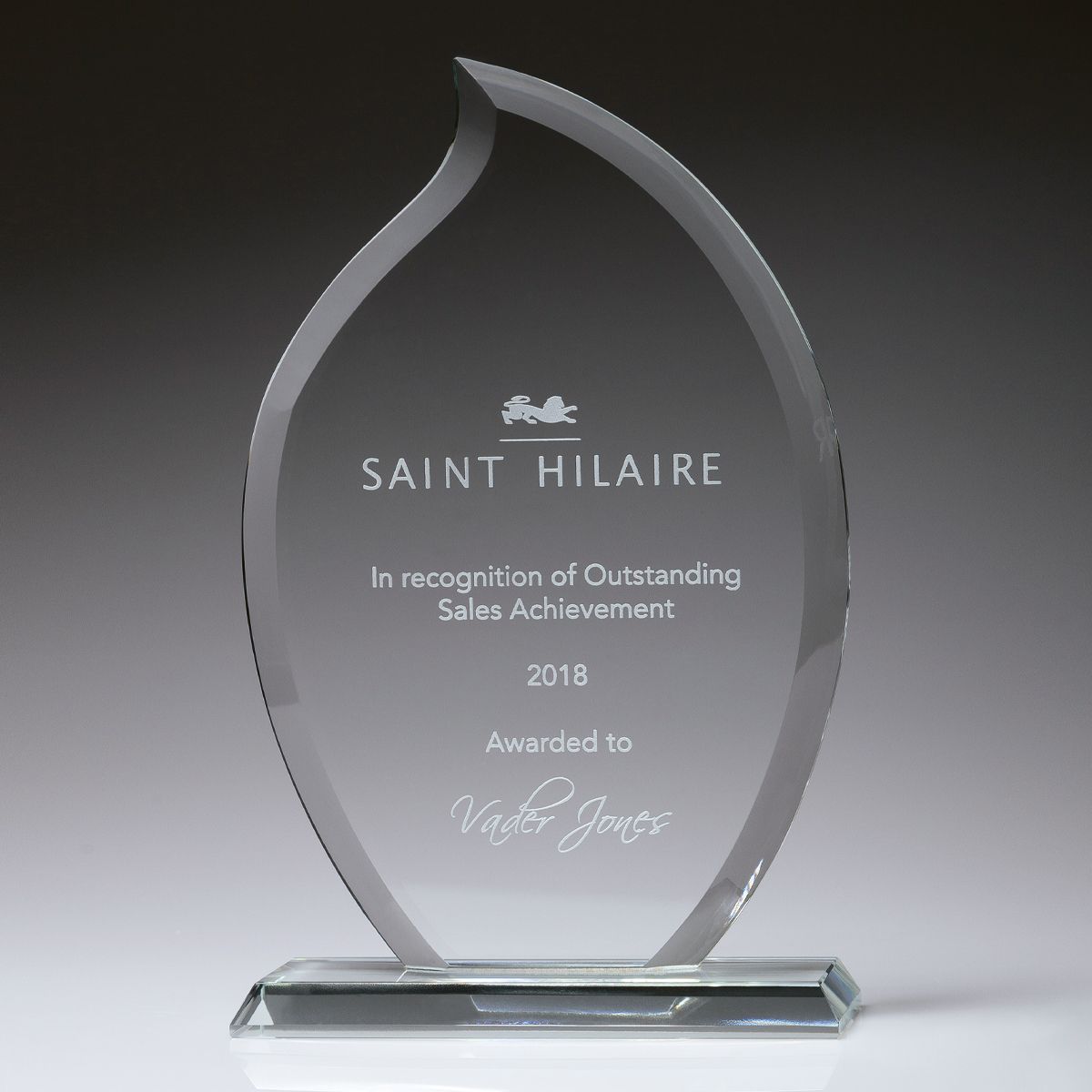 Glass flame trophy
