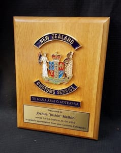 Wood plaque with crest