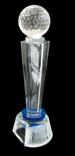 Crystal golf ball trophy