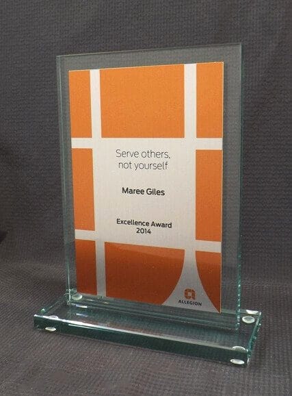 Glass tombstone award