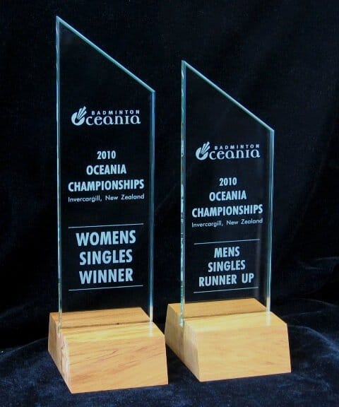 Glass and Rimu Trophies