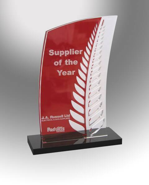 Silver fern trophy red