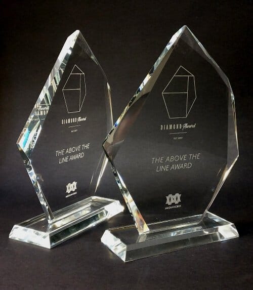 Glass diamond trophies
