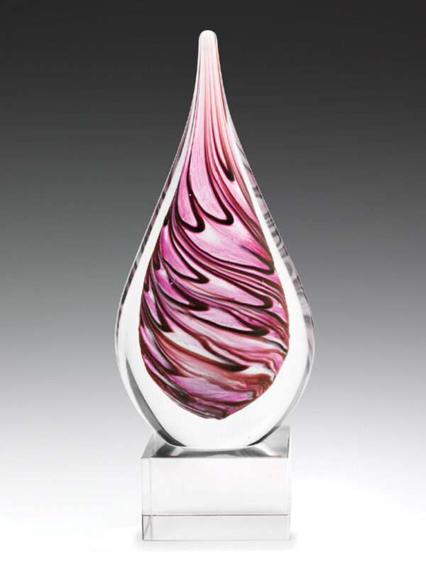 Artglass trophy – pink teardrop